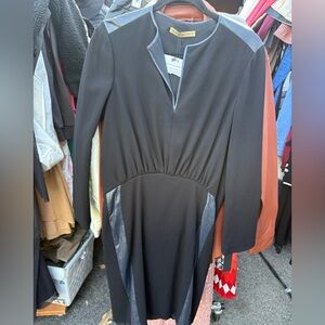 Balenciaga Elegant Black Dress with Blue Accents